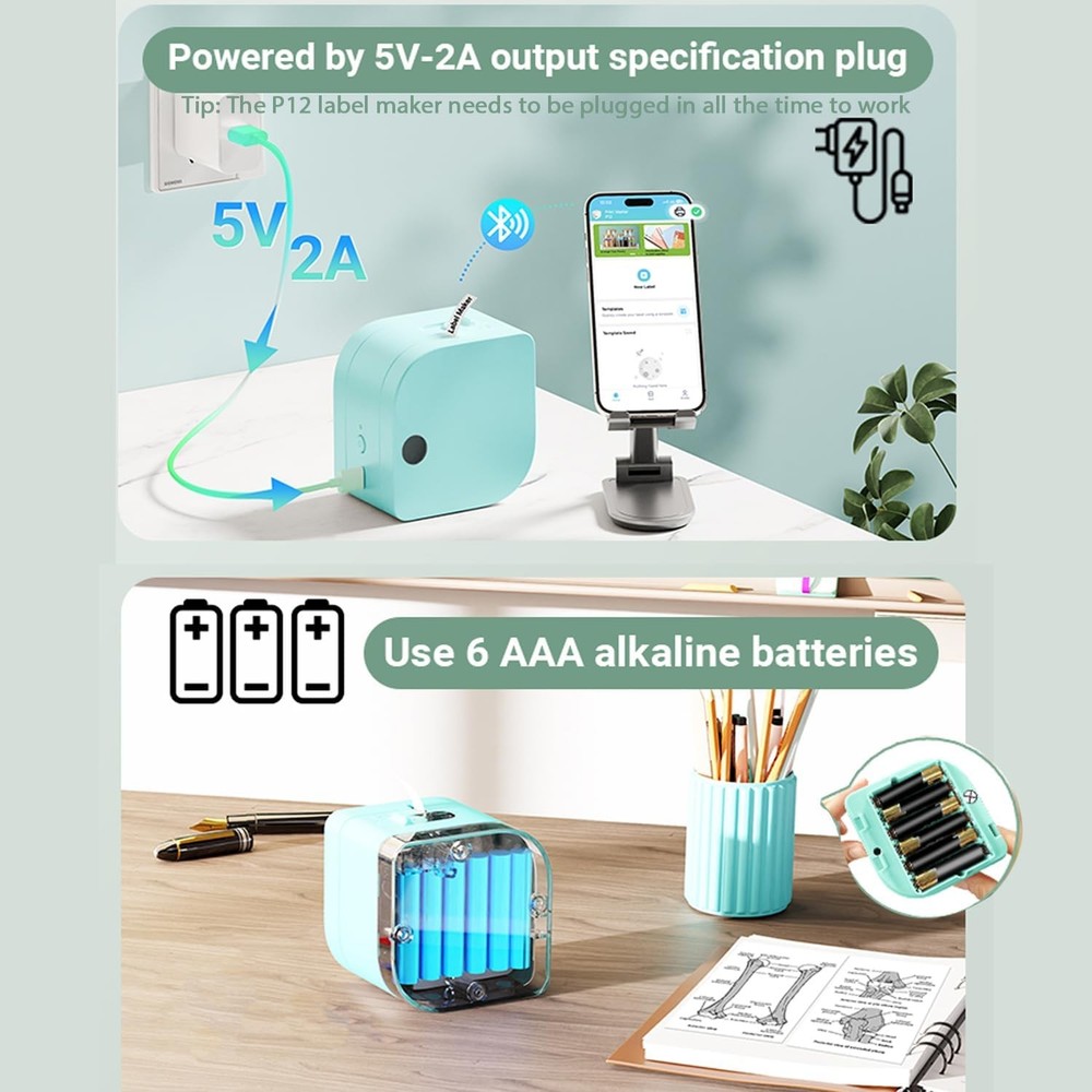 Phomemo P12 Label Maker with Tape Bluetooth Portable Thermal Ribbon Printer