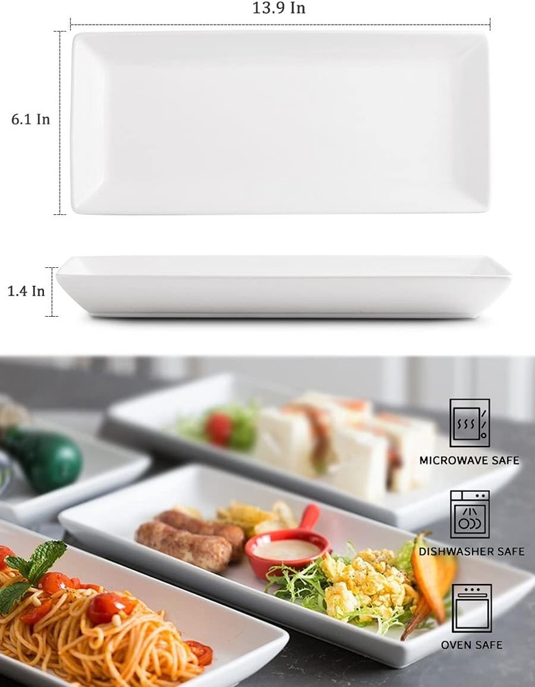 Versatile 14-Inch Rectangular Serving Trays - Perfect for Appetizers & Desserts