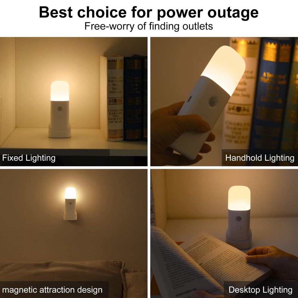 Rechargeable Motion Sensor Night Light Battery Operated nightlights Dimmable ...