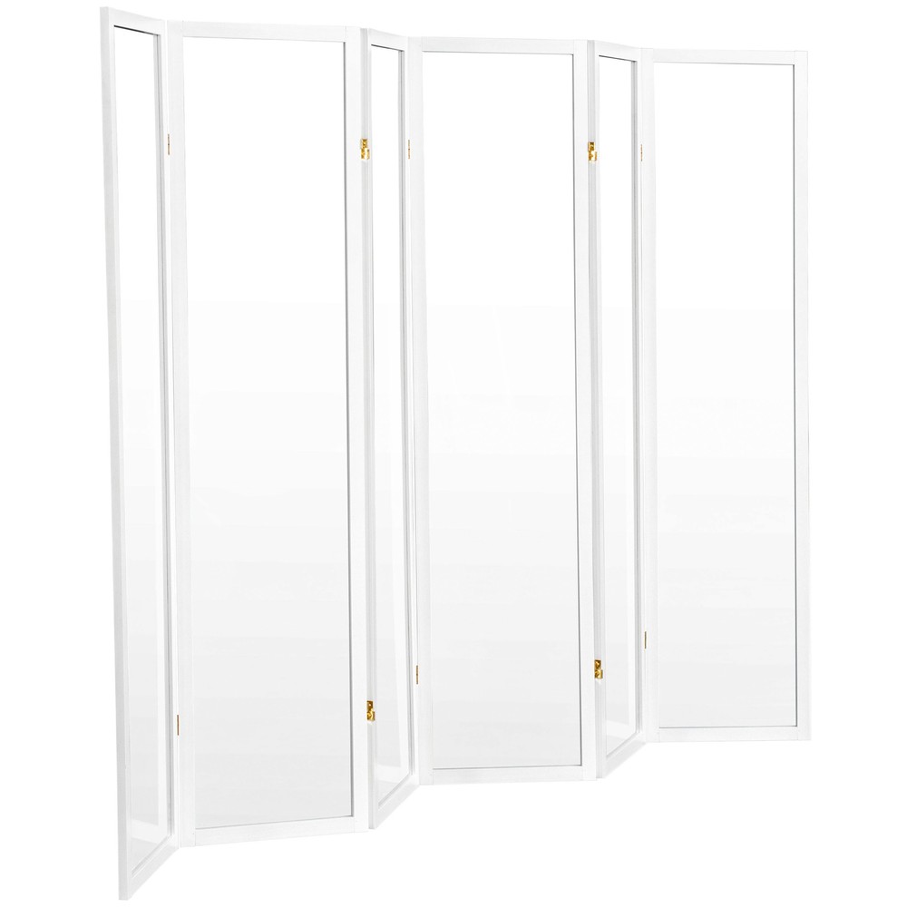 6 ft. Tall Clear Plastic Partition White 6 Panel