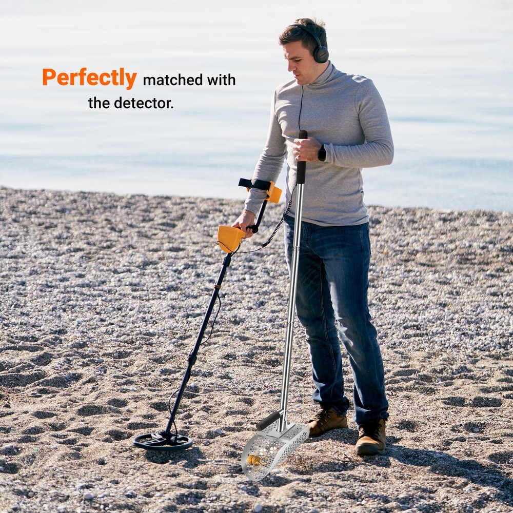 Yaheeda Long Handle Sand Scoop with Shovel Compact Handle, silver