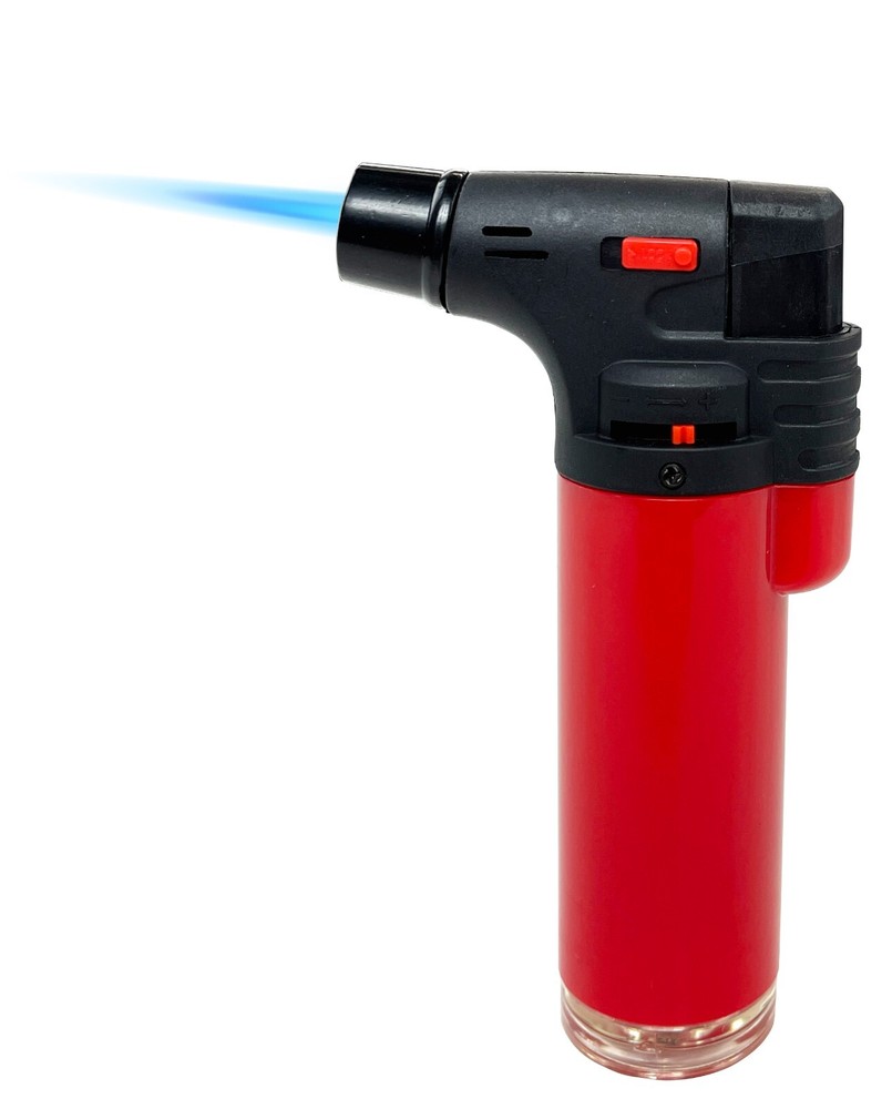 12 Pack Jumbo 4" Single Jet Flame Torch Gun Lighter Refillable Lockable Solid