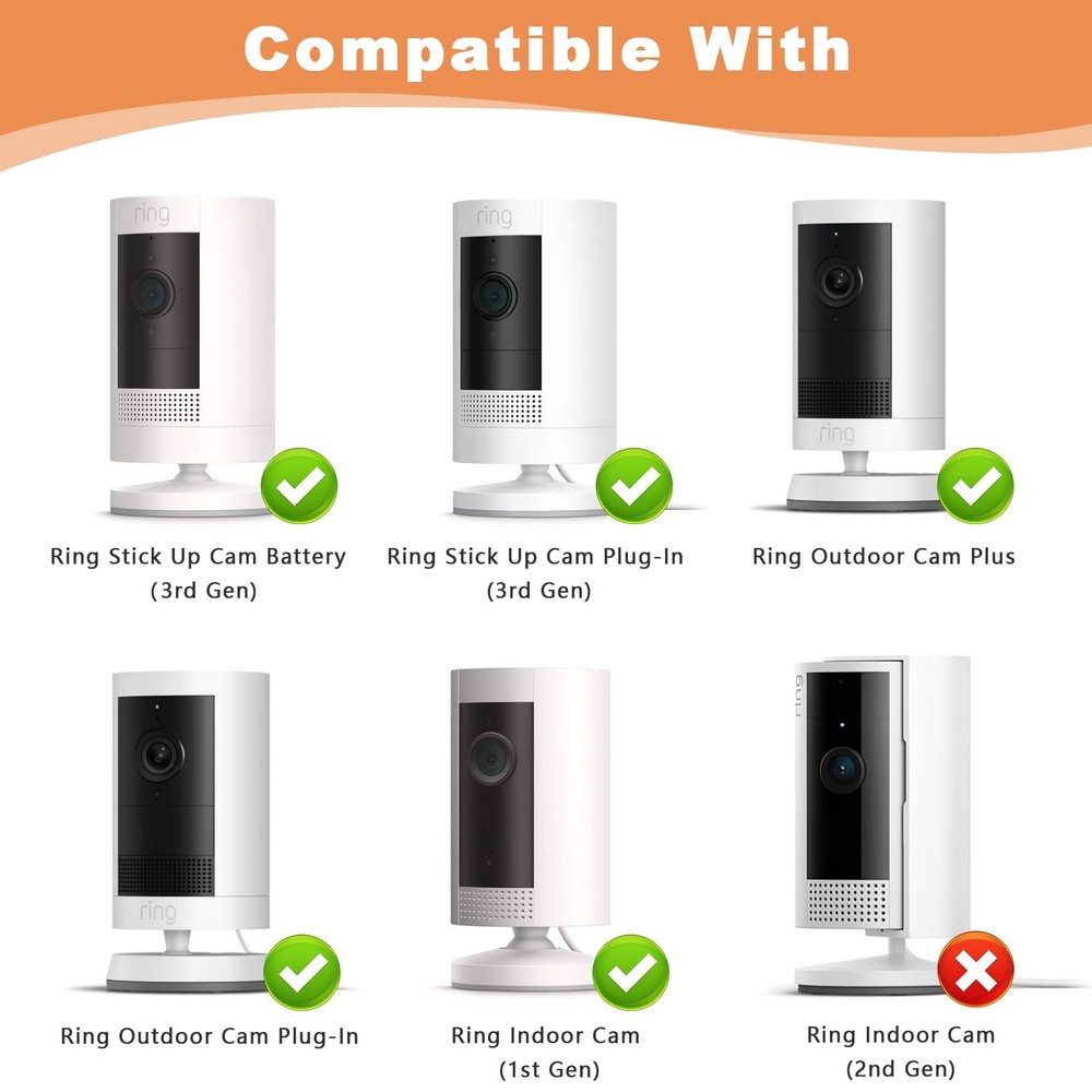 2Pack Ring Camera Wall Mount,Compatible with Mount 2P, White