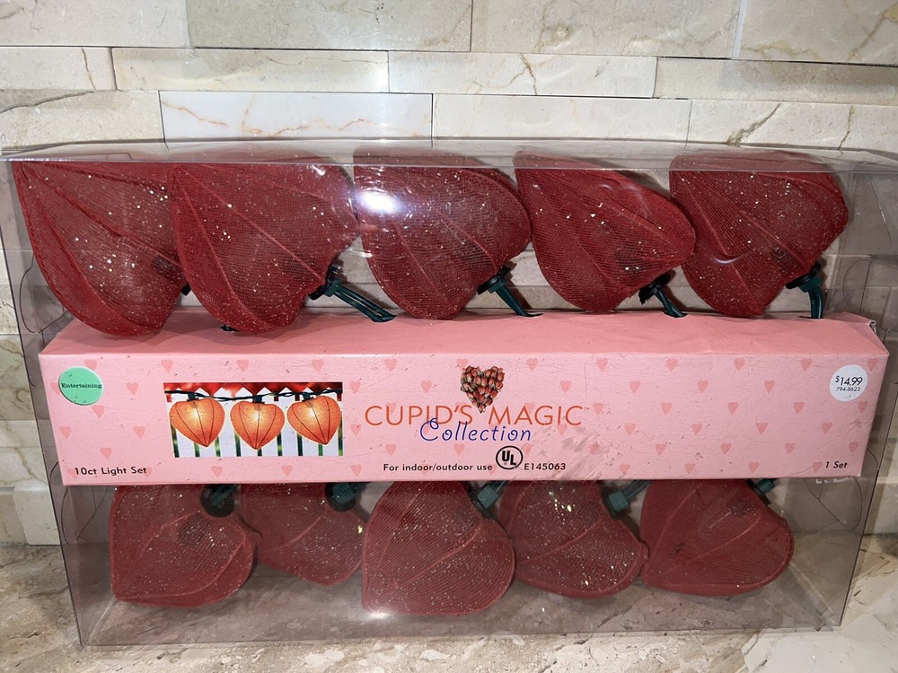 STRING LIGHTS 10 ct Red Heart Cupids Magic Collection NEW
