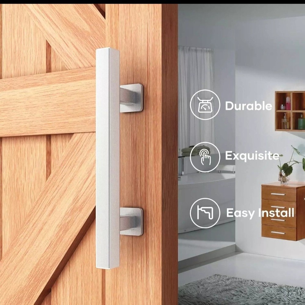 12" Stainless Steel Sliding Barn Door Pull Handle with Flush Hardware Set