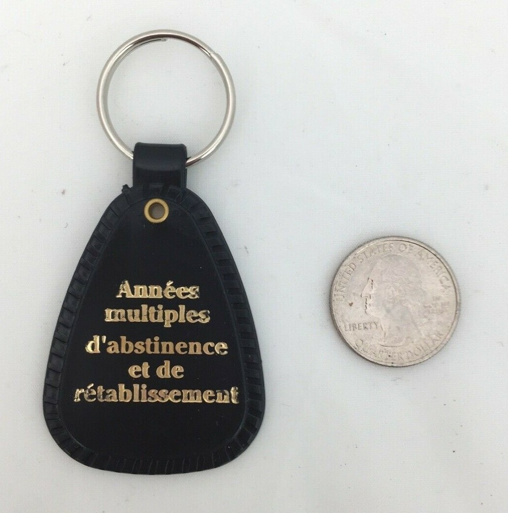 NA Key Tag Multiple Years Black FRENCH Narcotics Anonymous