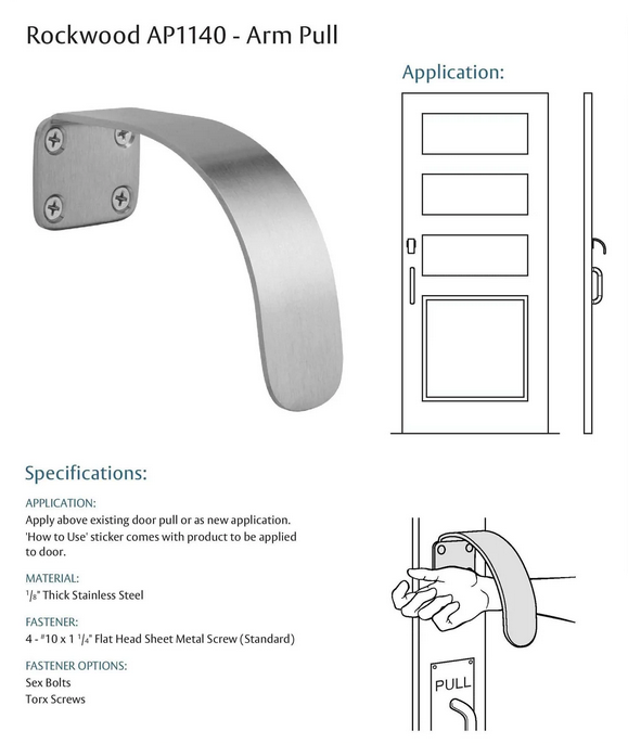 Door Pull Door Opener Touchless Arm-Operated Stainless Germ-Free Arm Pull Handle
