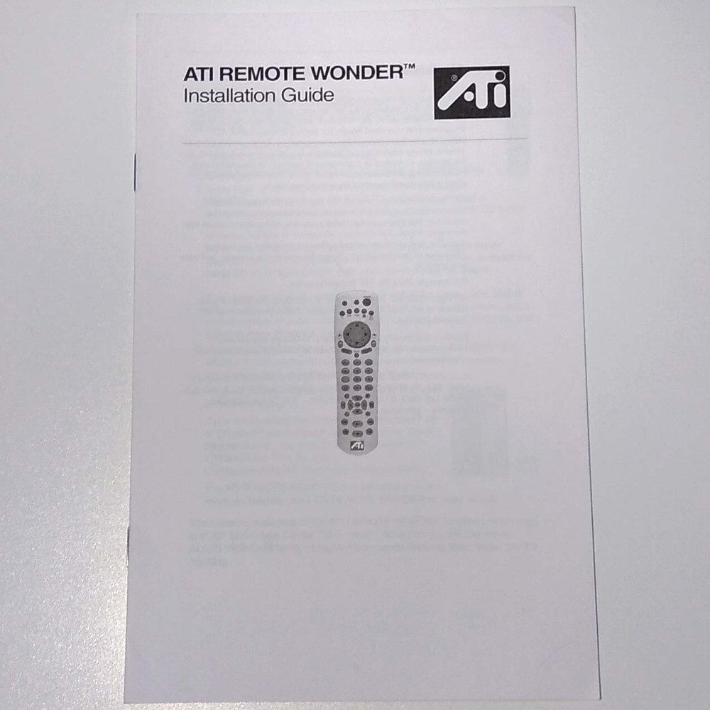 ATI Remote Wonder Installation Manual Guide Only