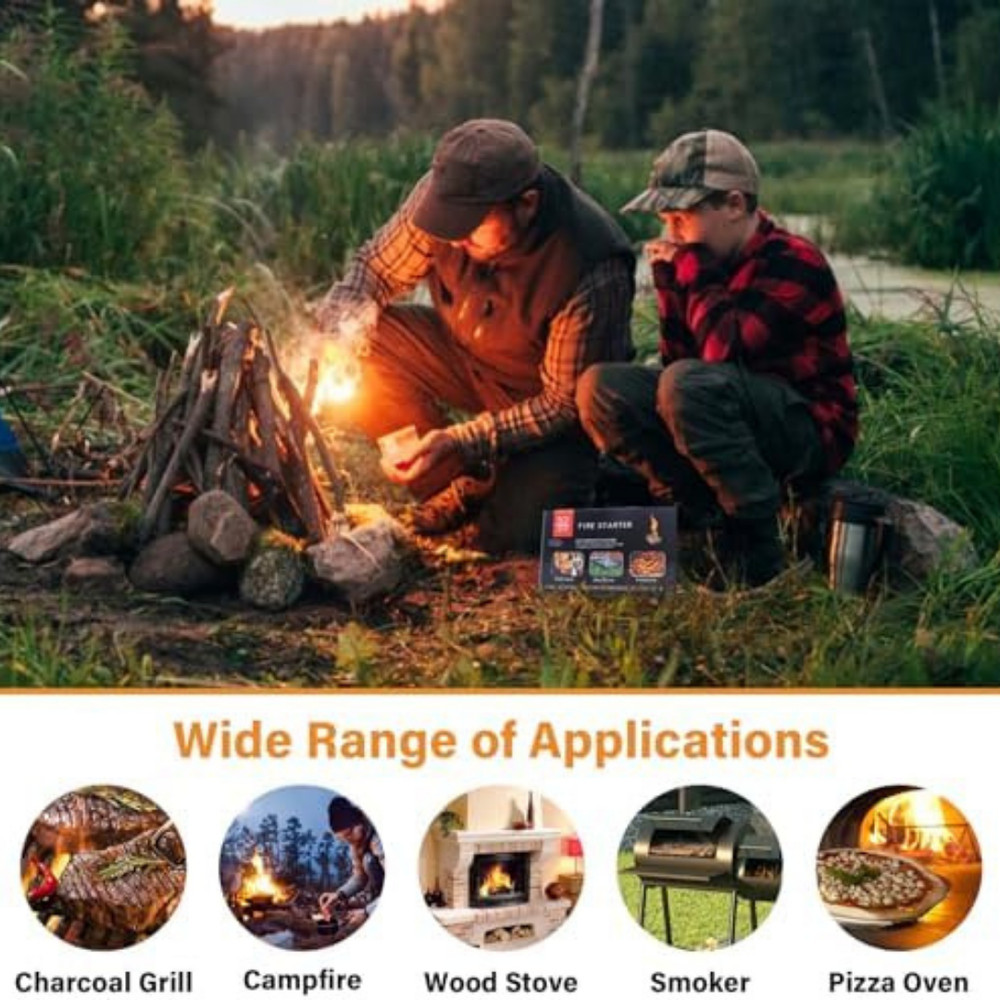 Fire Starter Squares 64, Odorless Fire Starters for Fireplace, Camping