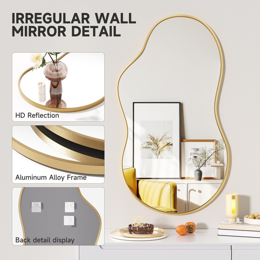 Irregular Wall Mirror - 35"x20" Asymmetrical Mirror, Modern Decorative Mirror...