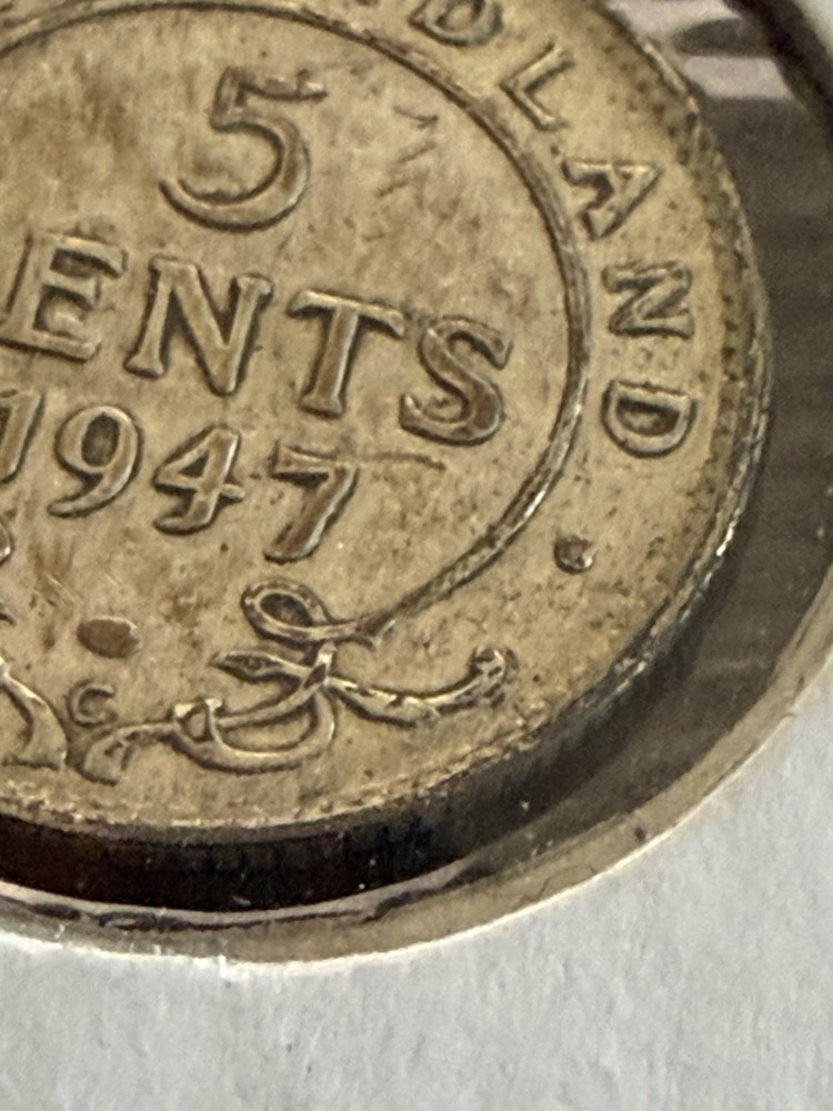 1947 C Newfoundland 5 Cents Silver Nice Grade