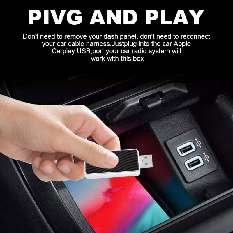 USB Wireless CarPlay Adapter for Apple iPhone &Android Auto Dongle Plug＆Play