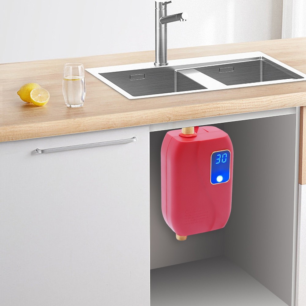 110V 3000W Under Sink Water Heater Kitchen Instant Hot Water Red US Standard