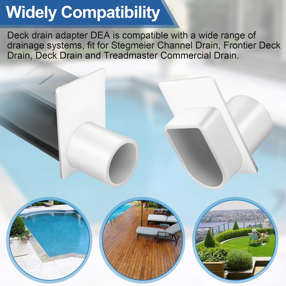 DEA Pool Deck Drain Channel Adapter for Stegmeier Frontier Deck Drain, Compat...
