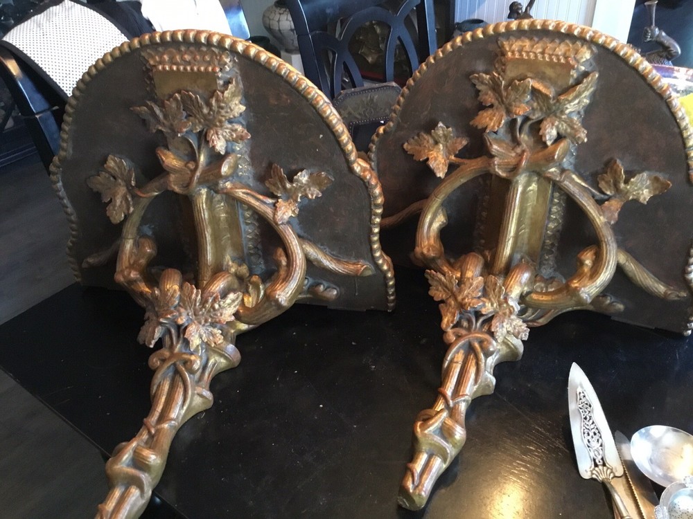 AUTHENTIC CIRCA 1875 ROCOCO? WALL BRACKETS / PAIR ANTIQUE  DISPLAY SHELVES WOW!