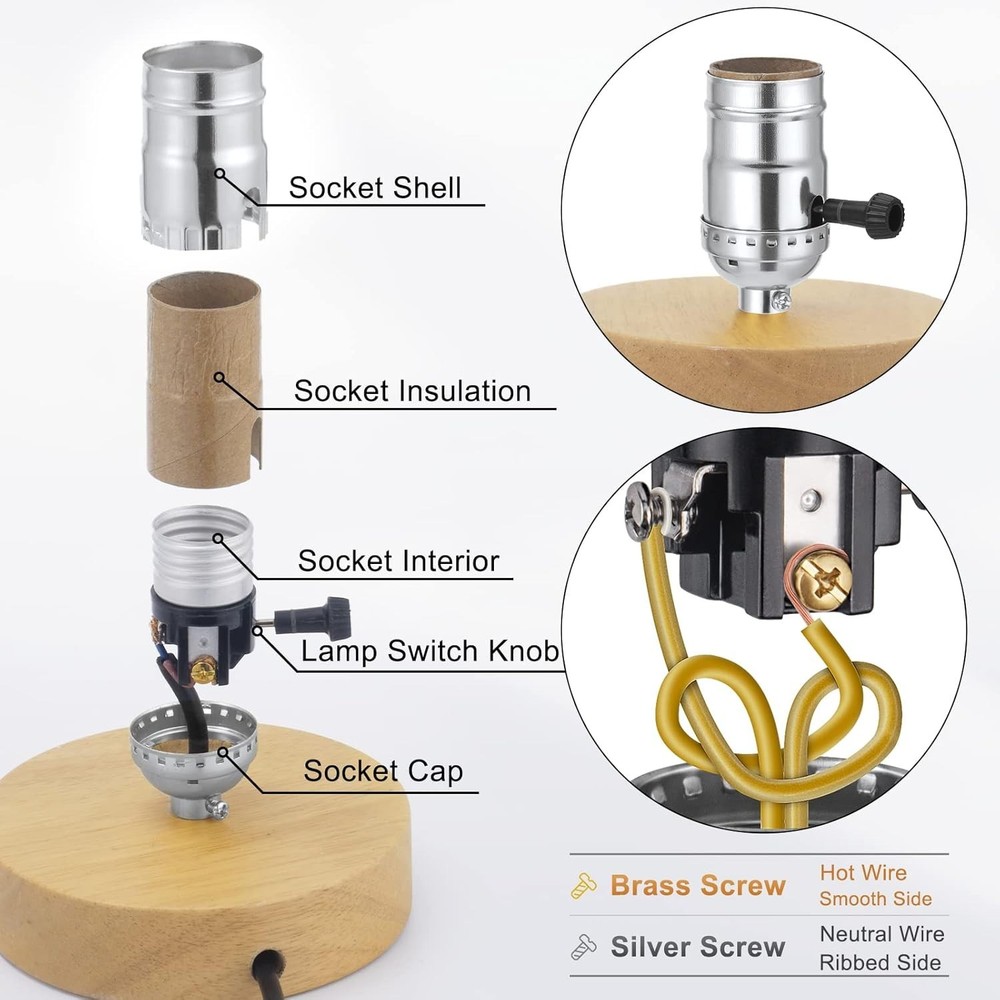 Listed 3-Way Lamp Socket Replacement, E26 Standard Threaded Base Light Socket...