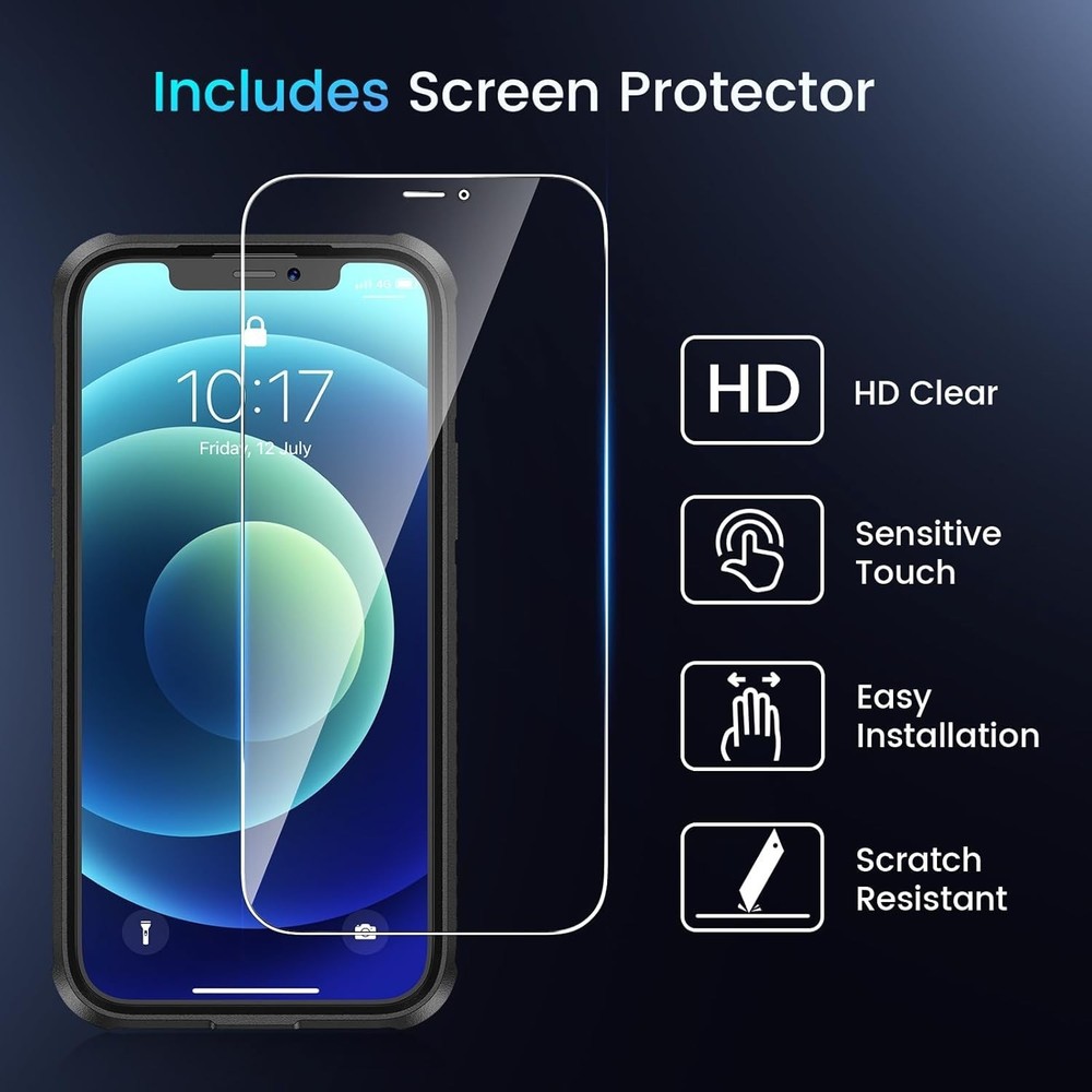 For iPhone 12 /12 Pro Case with Shockproof Protection & Screen Protector MagSafe