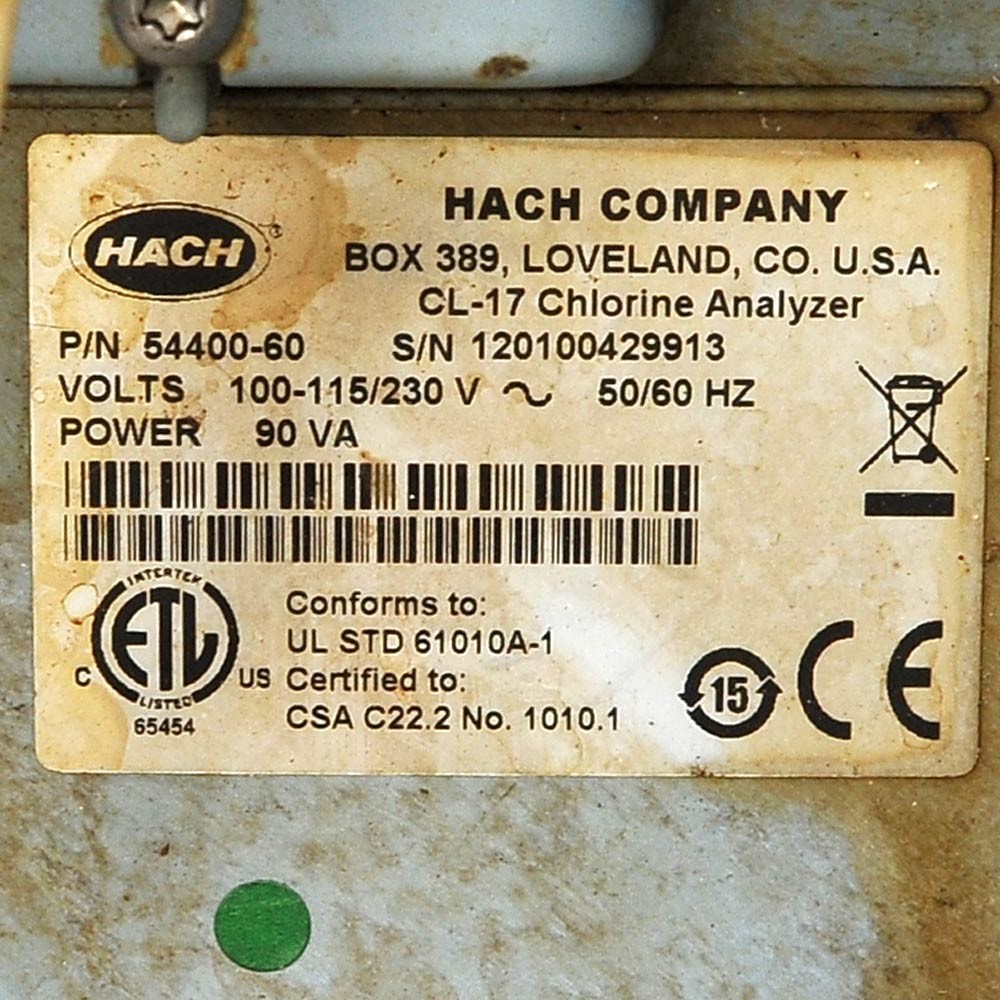 Hach CL17 Chlorine Analyzer 5400-60 AS-IS Powers On, Motor Runs, Has Pump Issues