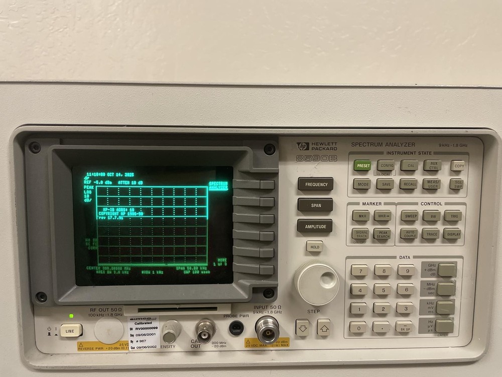 HP 8590B SPECTRUM ANALYZER W/19'' RACKMOUNTABLE FRAME
