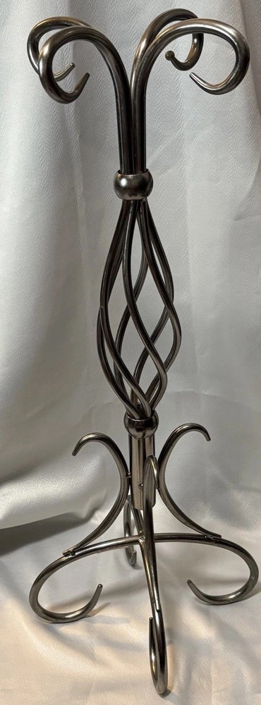 Vintage Wrought Iron Fireplace Tool Stand Twisted Scroll Design 29"