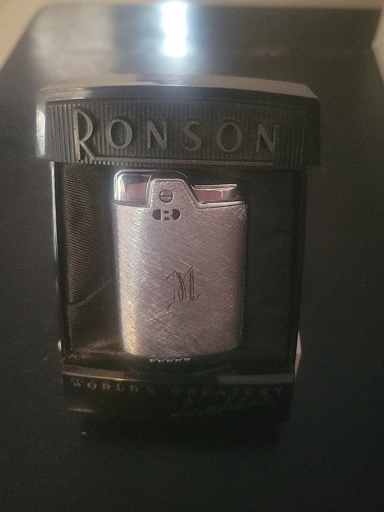 Vintage  Ronson  "M" engraved Lighter in Case