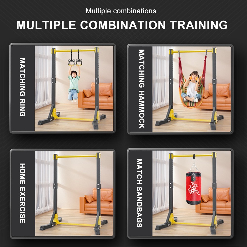 Pull Up Bar Stand Station 400LBS Adjustable Height Strength Training Home Gym