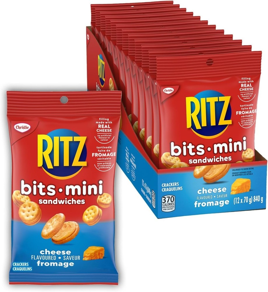 Ritz Bits Cheese Sandwich Crackers Snack Pack 70g 12 Count Box