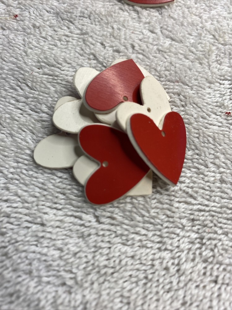 144 Red & White Heart Shape Plastic Stamping Blanks Discs for Craft Tags