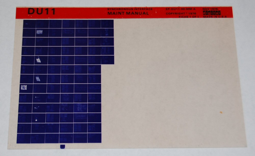 DEC DU11 Synchronous Interface Maintenance Manual, Microfiche