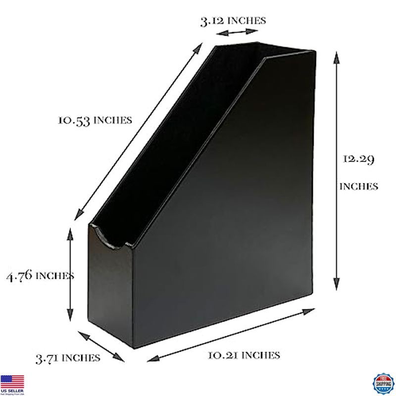 UnionBasic Leatherette Magazine File Holder - Stylish Black Document Organizer