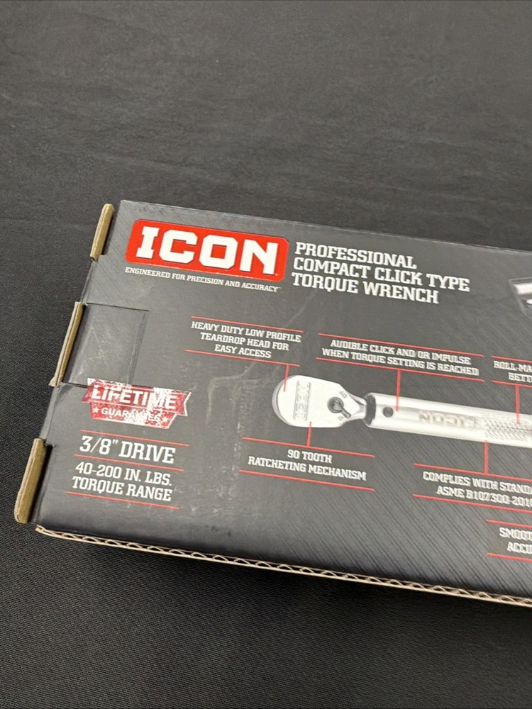Icon Professional Compact Click Type Torque Wrench TW38-200