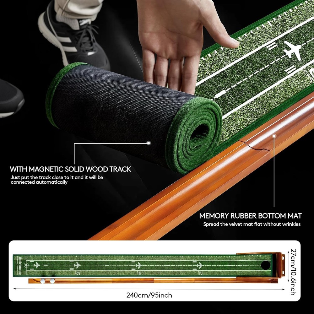 7.5 Feet Indoor Golf Putting Mat - Automatic Ball Return & High-Plush Surface