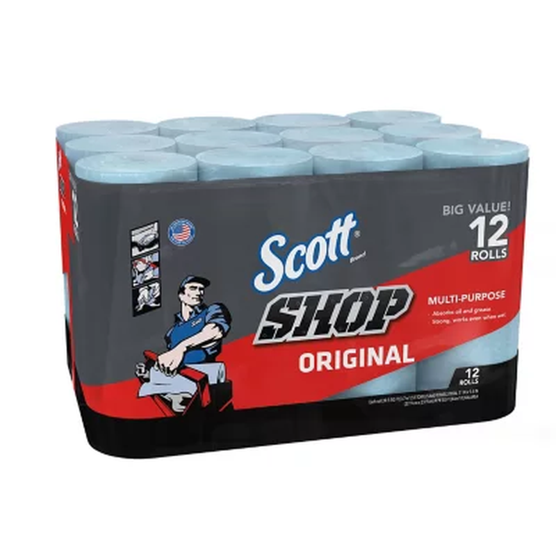 Scott Shop Towels Original, 55 Sheets per Roll, 12 Rolls