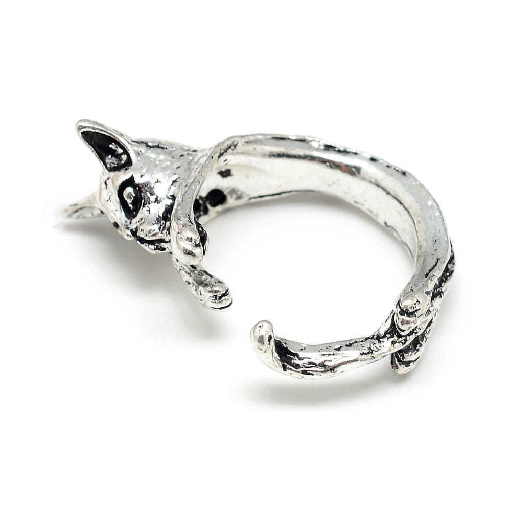 Alloy Cuff Finger Ring Wolf Adjustable Antique Silver Size 7 Adjustabl 17mm P426