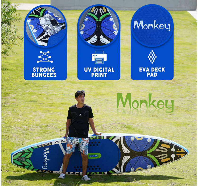 *NEW* Monkey FunWater SUP Stand Up Inflatable Paddle Board - 11 ft