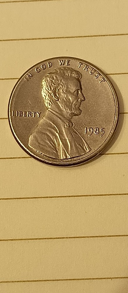 1985 Lincoln Memorial Cent struck on an unplated planchet