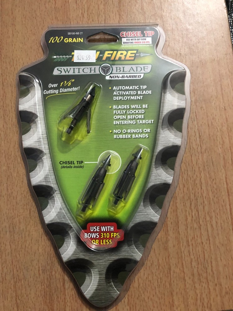 New Tru Fire Switch Blade Non-Barbed Broadheads 100 Grain