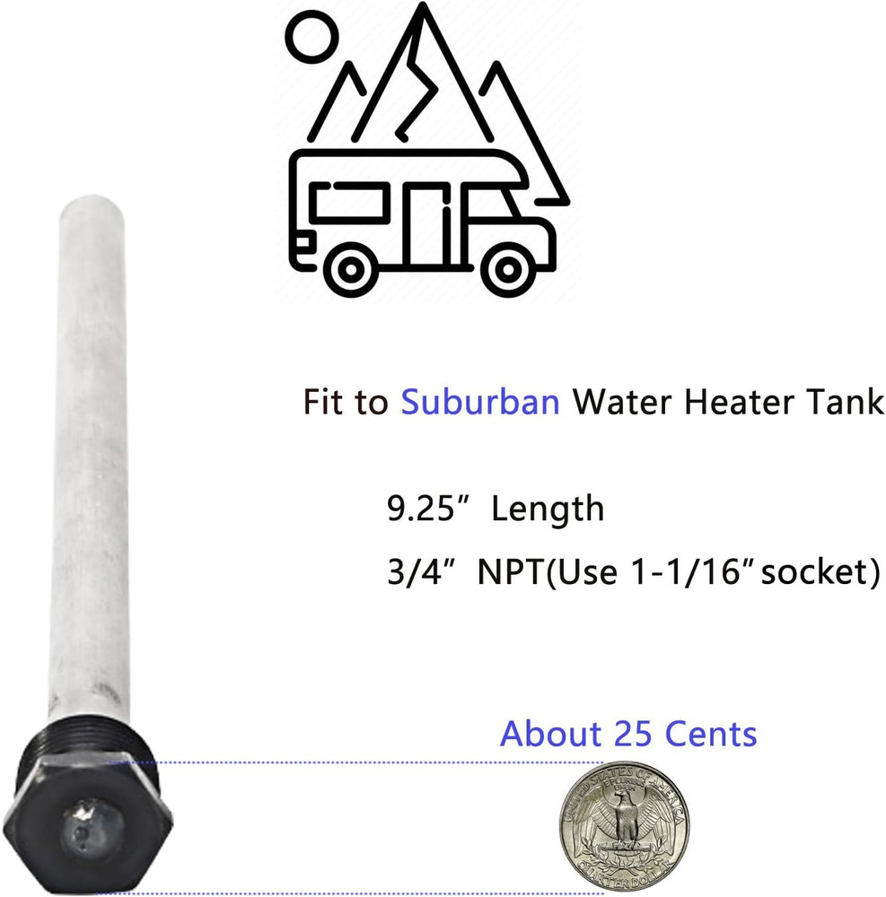 2 Pack RV Water Heater Anode Rods, Anode Rod for RV Hot Water Heaters,Replacemen