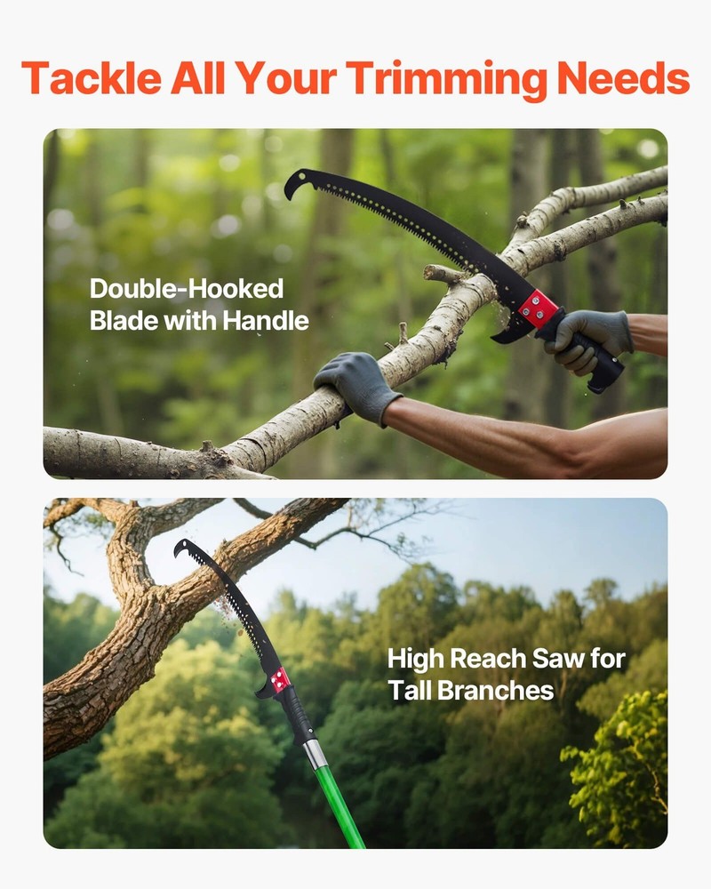 Adjustable Manual 3.87-27ft Tree Pruner with 65Mn Steel Blade