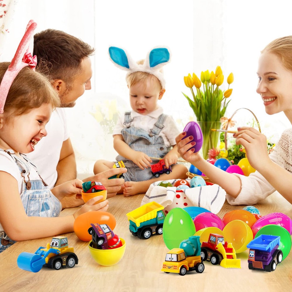 ZenBombs 12 Plastic Easter Eggs Filled with Pull-Back Engineering Multi-color