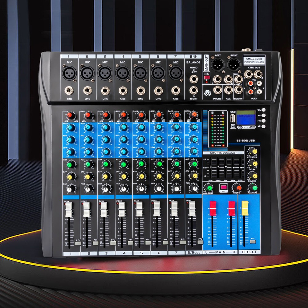 8 Channel Professional Bluetooth Live Studio Audio Mixer USB Mixing Console