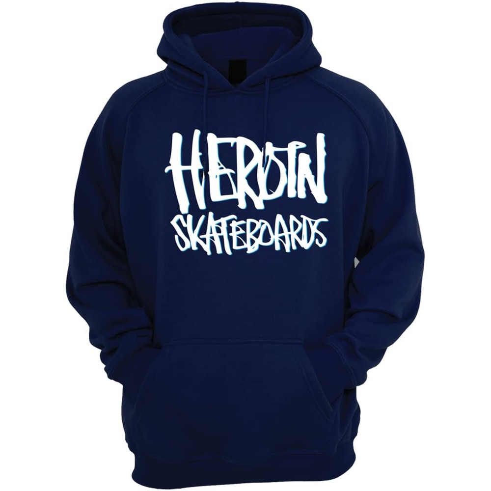 Heroin Heroin Script Hooded Sweatshirt - SMALL Navy