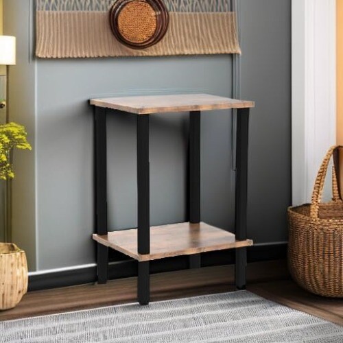 End Table, 2 Piece Set, Side Table, Nightstand, 2 Storage Shelves