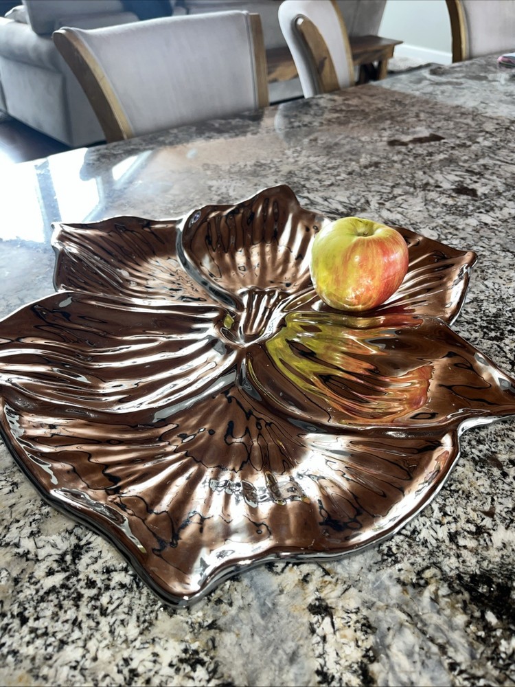 Silver Orchid Plate Large Beautiful