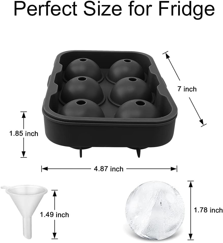 Silicone Round Ice Cube Mold, Round Ice Cube Trays for Freezer with Funnel, E...