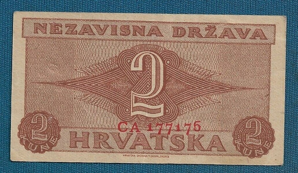 2 Kune 1942. Croatian banknotes