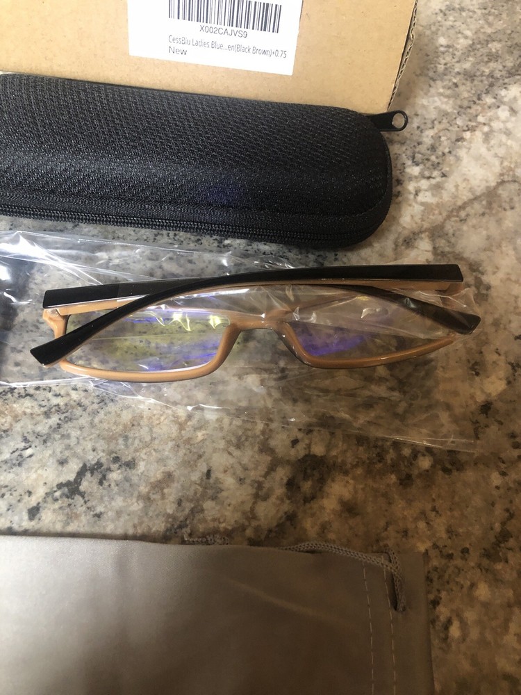 Open Box CessBlu Ladies Blue Light Screen Glasses Black Brown +0.75
