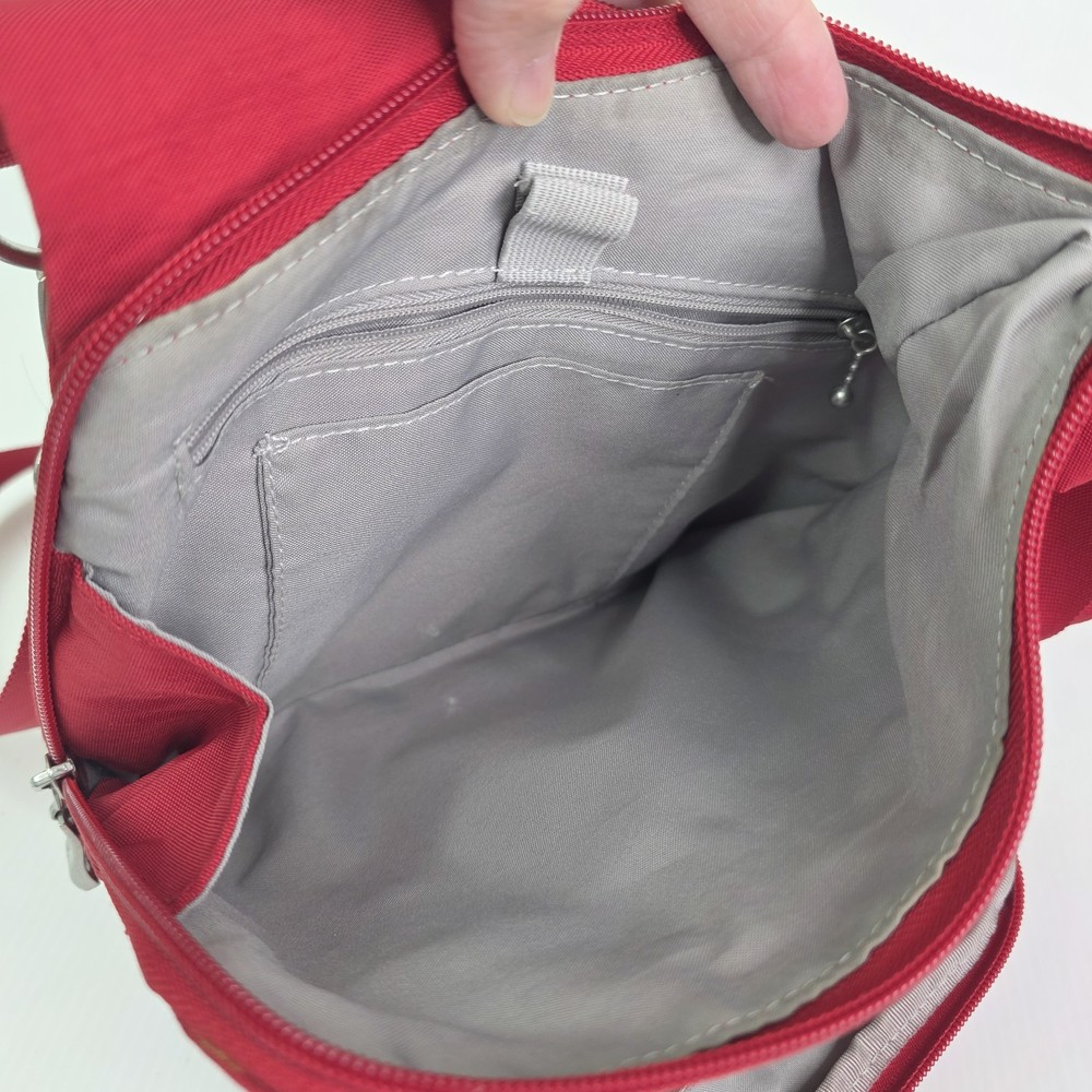 Baggallini Criss Cross Bag Red Medium Gray Interior Multi-Compartment Purse