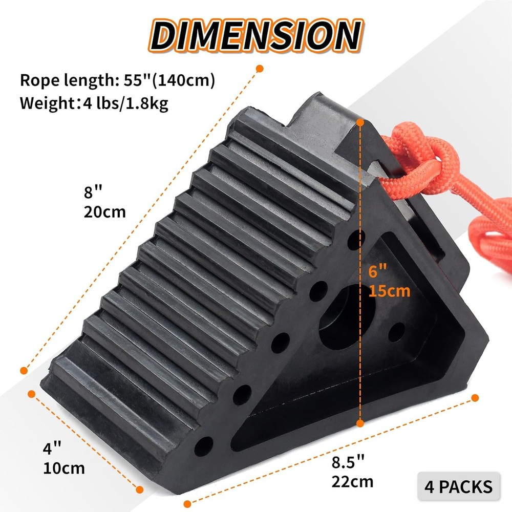 Premium Rubber Wheel Chocks with Carry Handles, Solid RV Tire for...