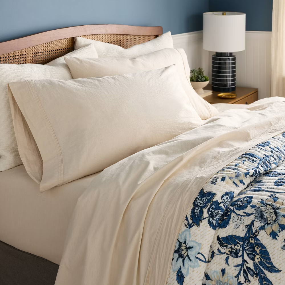Queen Organic Percale Sheet Set Khaki Malange - Threshold